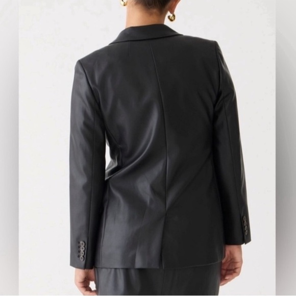 J Crew Willa Faux Leather Blazer Black Size 2 NEW - Picture 3 of 14